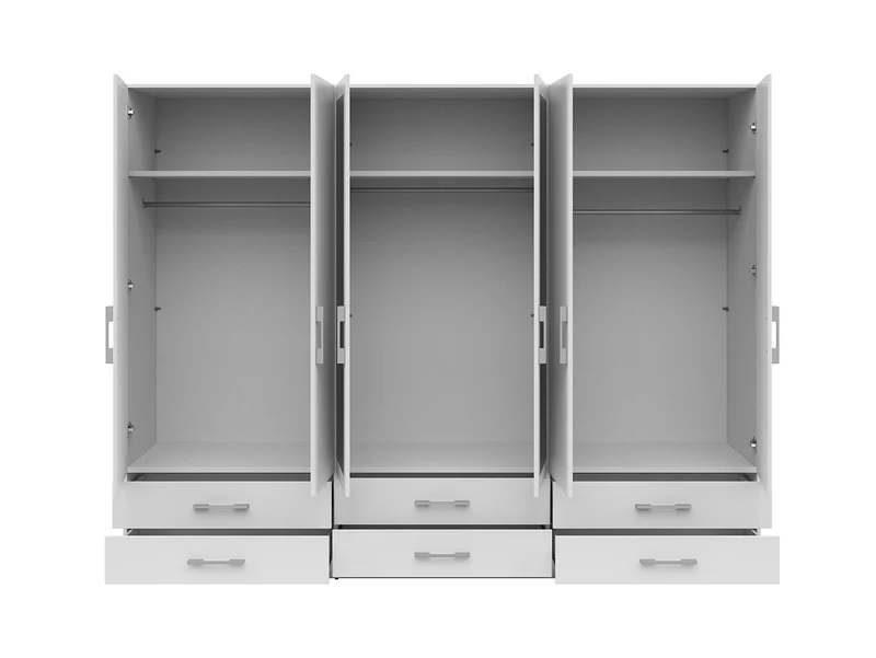 Herford 6-Door Wardrobe | White Matt | 270 cm