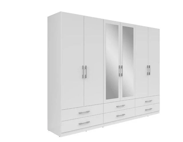 Herford 6-Door Wardrobe | White Matt | 270 cm