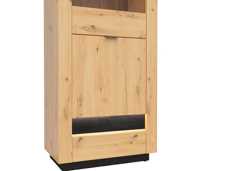 Ostia Display Cabinet – Artisan Oak / Black Sparkle