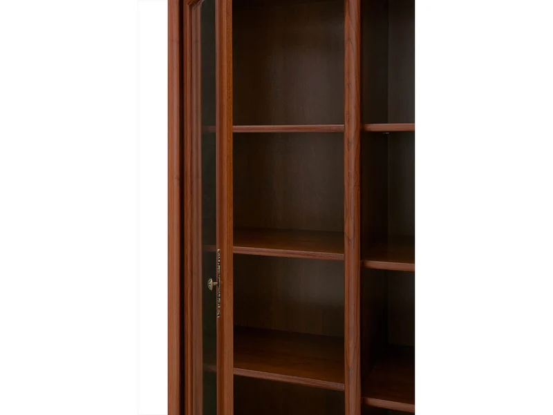 Kent Display Cabinet 167x204 cm – Chestnut, Glass Doors, 14 Shelves, 2 Drawers, Classic