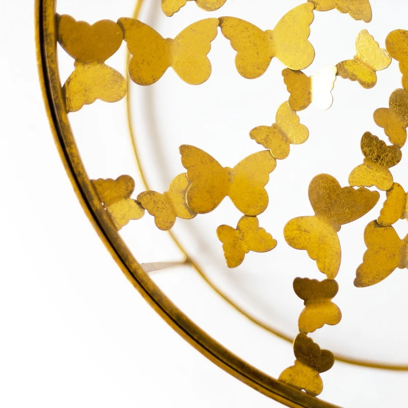 Couchtisch | "Gold Butterfly mit Glasplatte"