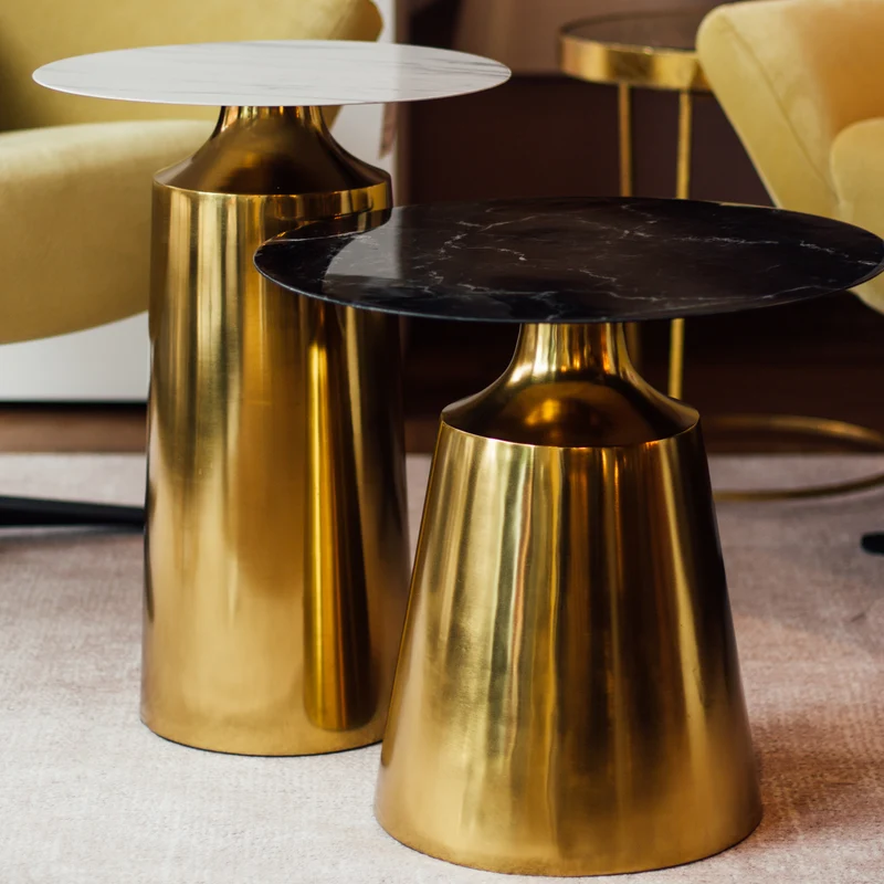 Beistelltisch White Marble, Metall - gold, weißer marmor
