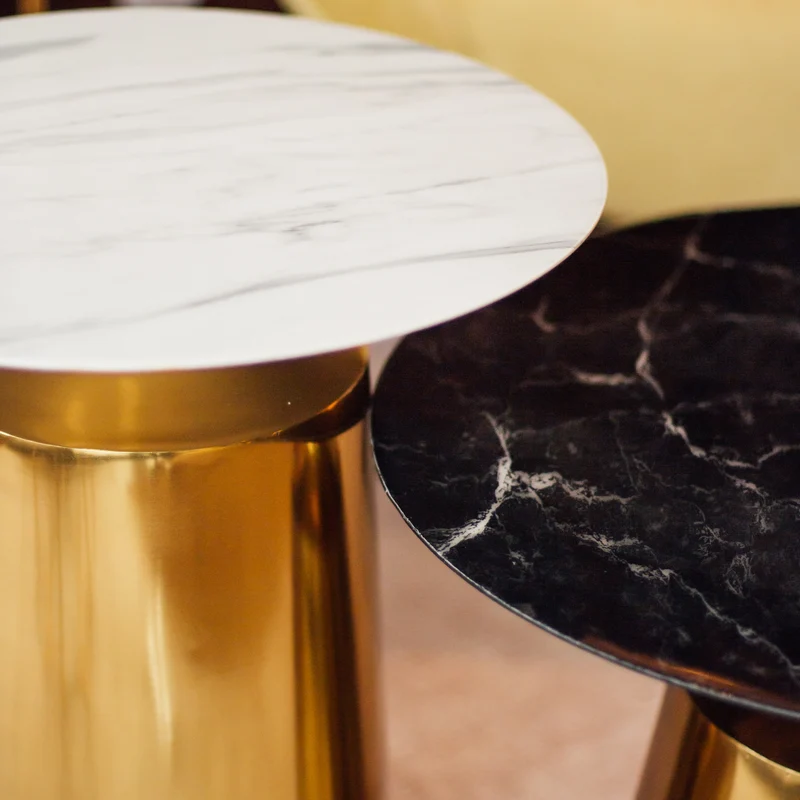 Beistelltisch White Marble, Metall - gold, weißer marmor