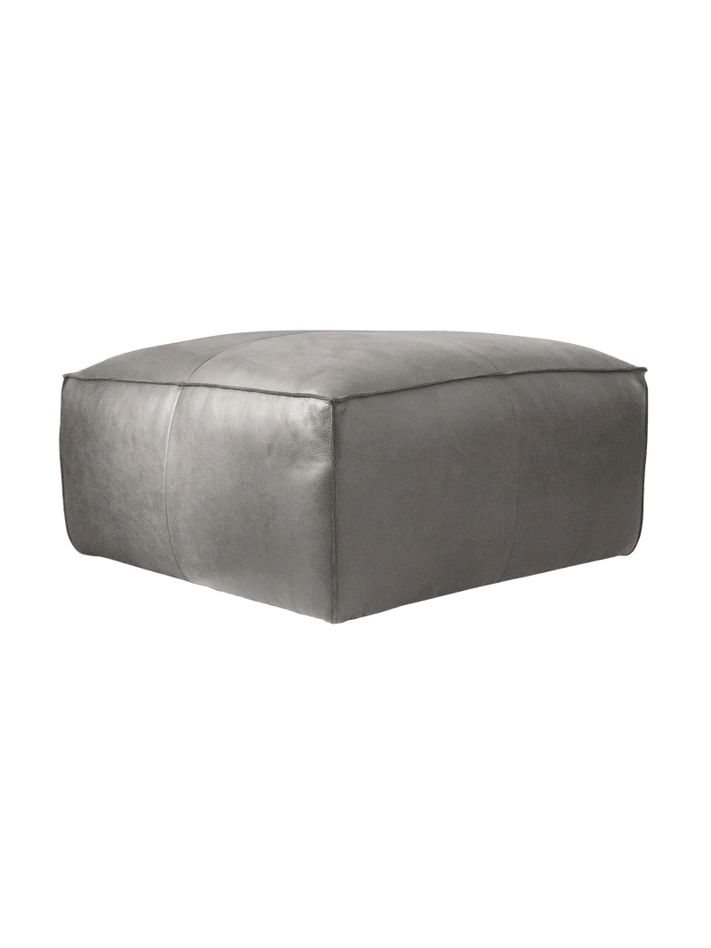 Hocker | "Pla" aus Leder in Kenia Lightgrey