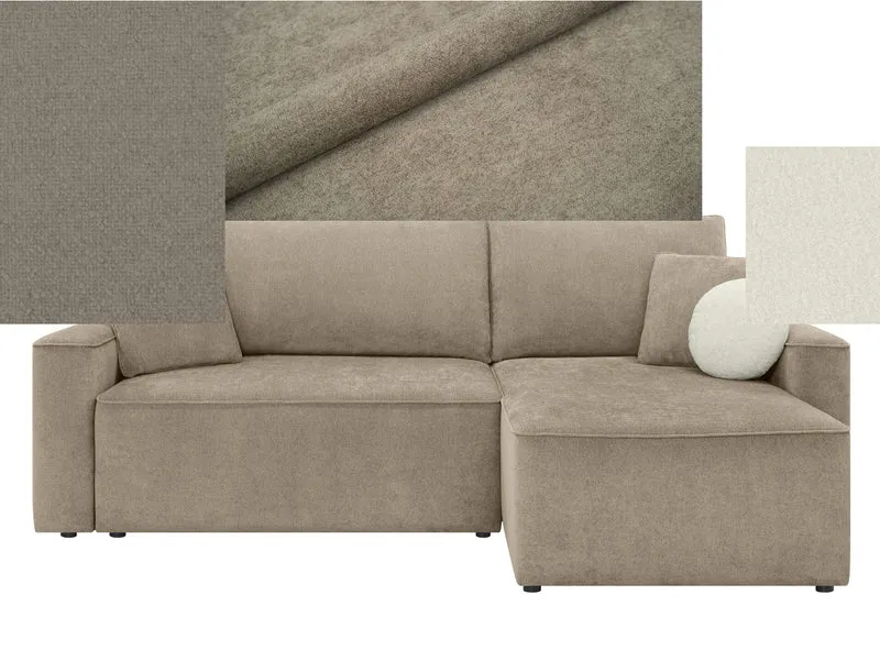 Loretto Universal Corner Sofa Bed with Storage – Taupe | Pet-Friendly Fabric | 217×135 cm