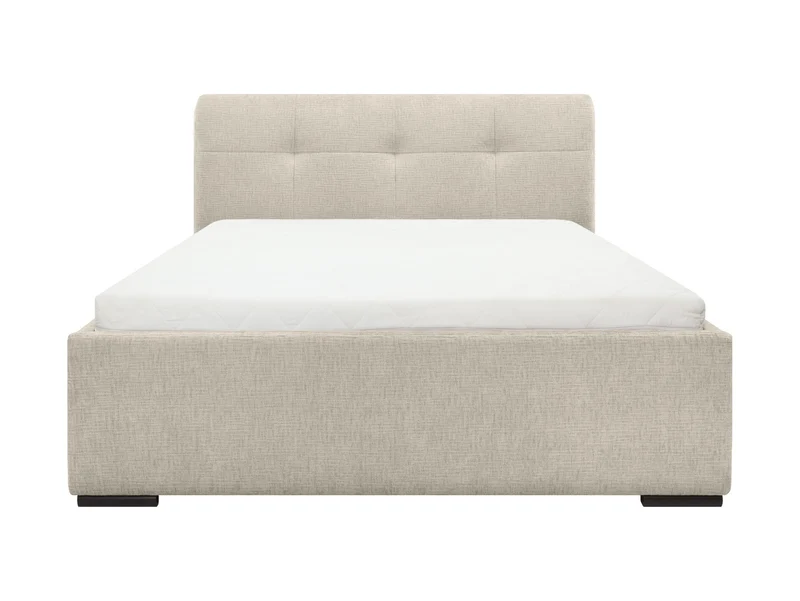 Nuwia Upholstered Bed 140x200 cm with Slatted Base & Front-Opening Storage – Chenille, Beige