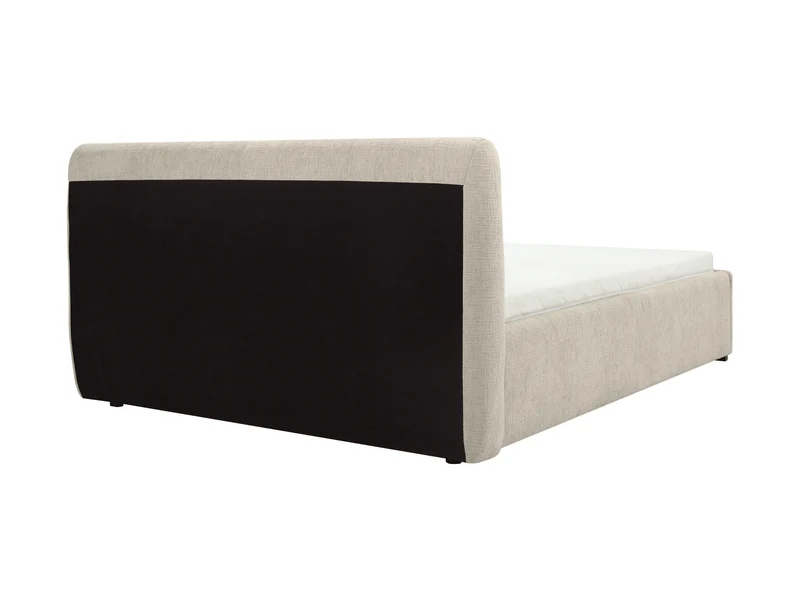 Nuwia Upholstered Bed 140x200 cm with Slatted Base & Front-Opening Storage – Chenille, Beige