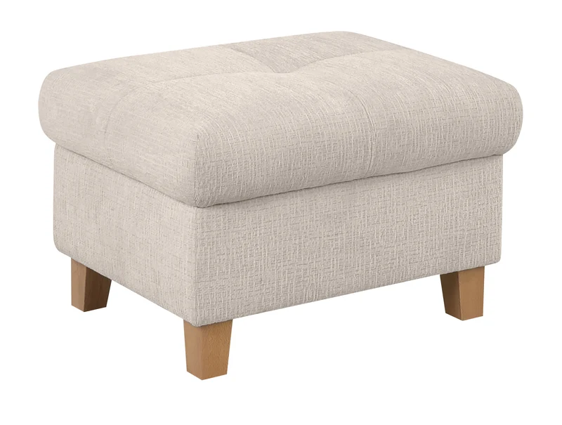 Saragossa Footstool Ottoman – Beige Fabric | PU & HR Foam | Wooden Legs | Matches Saragossa Corner Sofa