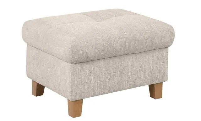 Saragossa Footstool Ottoman – Beige Fabric | PU & HR Foam | Wooden Legs | Matches Saragossa Corner Sofa