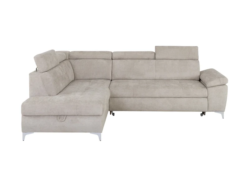 Raul Corner Sofa Bed with Storage – Dolphin Mechanism | Adjustable Headrests | HR Foam & Springs | 271×206 cm