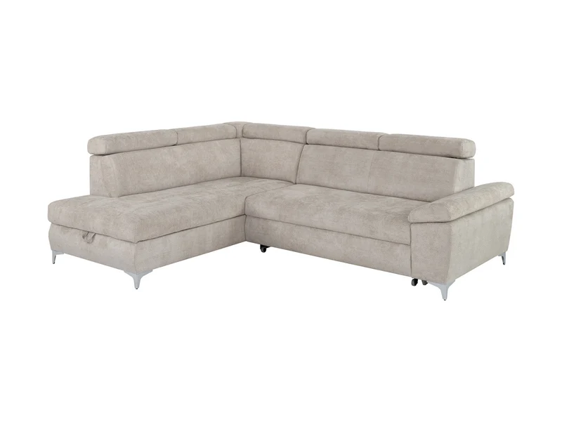 Raul Corner Sofa Bed with Storage – Dolphin Mechanism | Adjustable Headrests | HR Foam & Springs | 271×206 cm