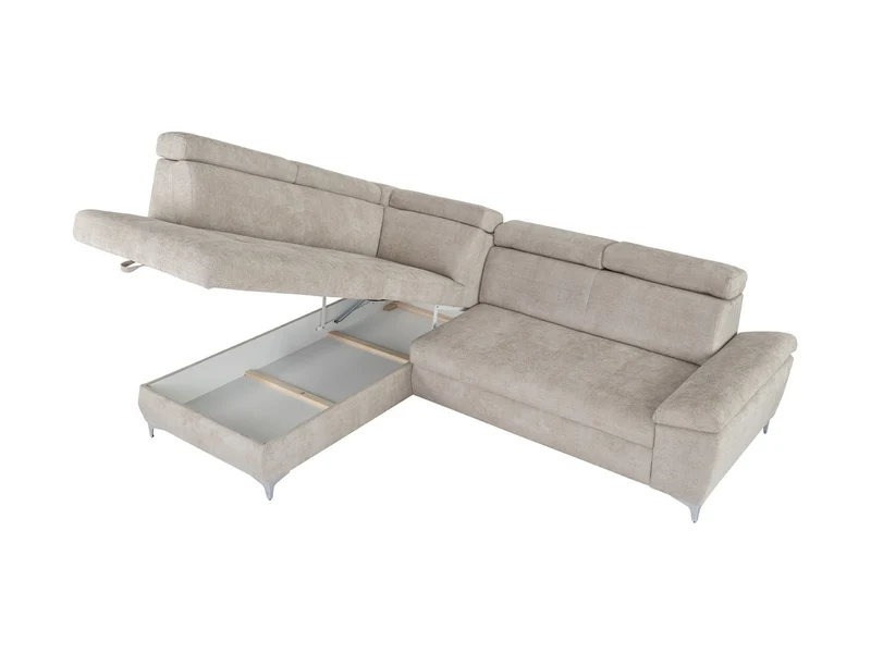 Raul Corner Sofa Bed with Storage – Dolphin Mechanism | Adjustable Headrests | HR Foam & Springs | 271×206 cm