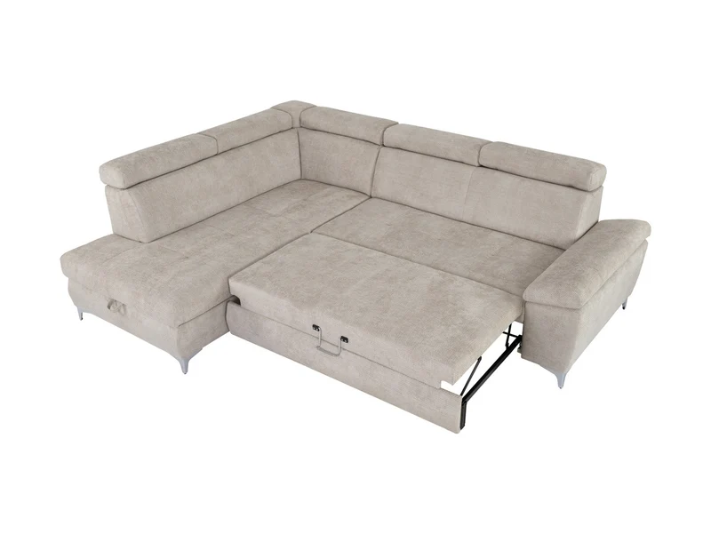 Raul Corner Sofa Bed with Storage – Dolphin Mechanism | Adjustable Headrests | HR Foam & Springs | 271×206 cm