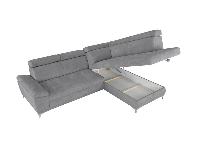 Raul Corner Sofa Bed with Storage – Dolphin Mechanism | Adjustable Headrests | HR Foam & Springs | Eden Fabric