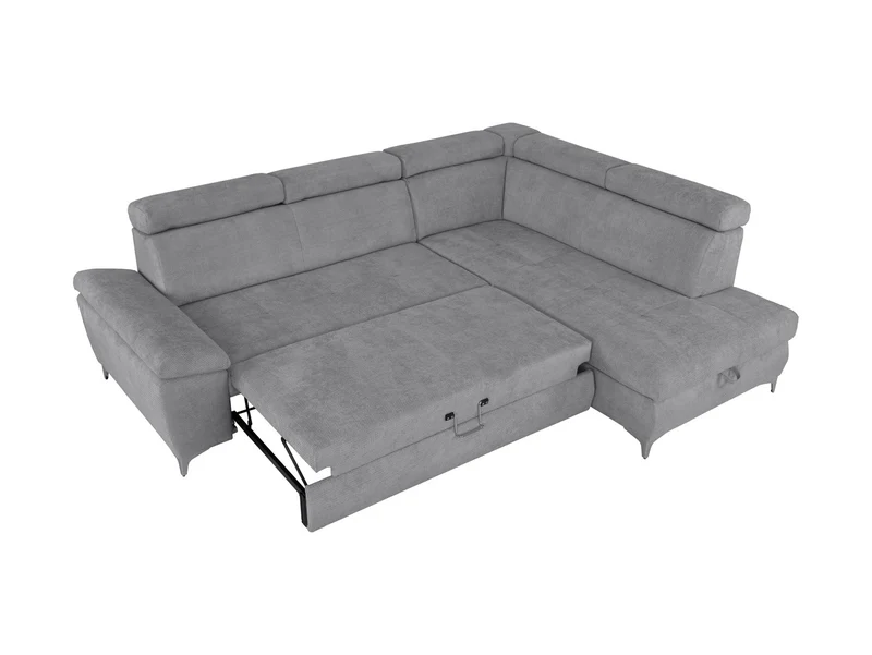 Raul Corner Sofa Bed with Storage – Dolphin Mechanism | Adjustable Headrests | HR Foam & Springs | Eden Fabric