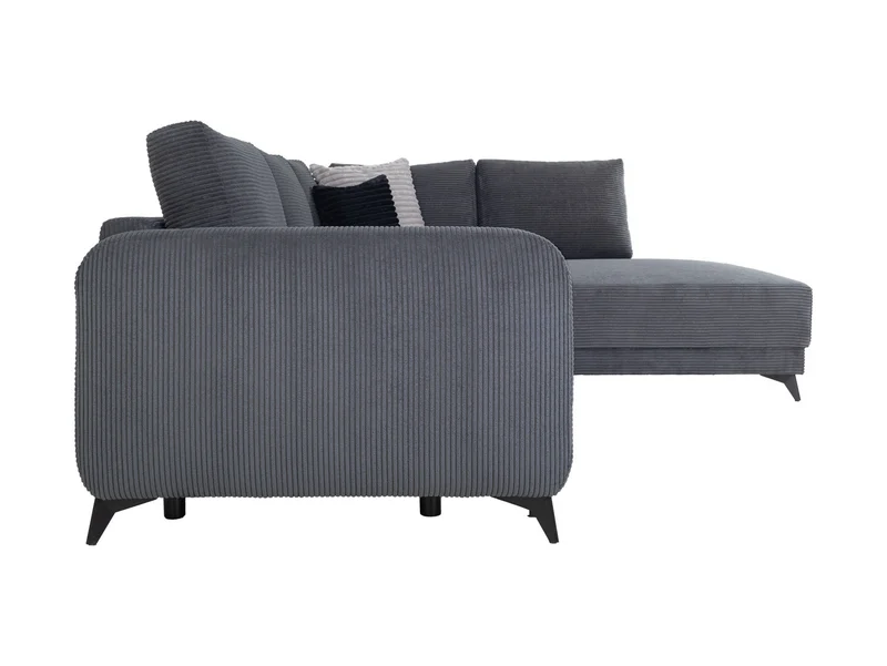 Martinez Corner Sofa Bed with Storage – Dark Grey Corduroy | DL Mechanism | 142×217 cm | Metal Legs