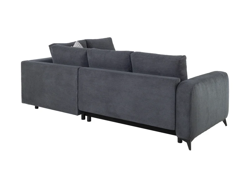 Martinez Corner Sofa Bed with Storage – Dark Grey Corduroy | DL Mechanism | 142×217 cm | Metal Legs
