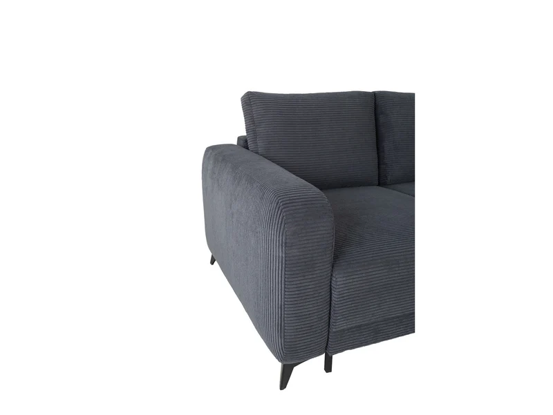 Martinez Corner Sofa Bed with Storage – Dark Grey Corduroy | DL Mechanism | 142×217 cm | Metal Legs