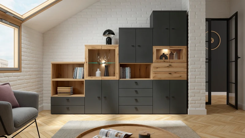 System 64 Low Chest of Drawers – 2 Drawers | Coast Evoke Oak | Modular | 64×32×35 cm