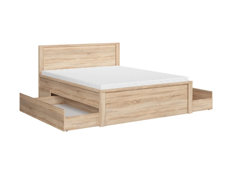 Kaspian Bed Frame 160×200 cm – Sonoma Oak | Handleless Fronts & Optional Upholstered Headboard