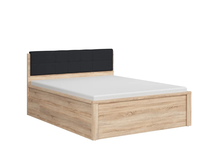 Kaspian Bed Frame 160×200 cm – Sonoma Oak | Handleless Fronts & Optional Upholstered Headboard