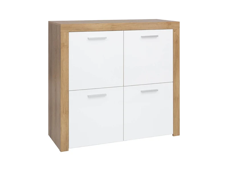 Balder Storage Cabinet 104 cm – Riviera Oak / White Gloss | 4 Doors & Internal Shelves