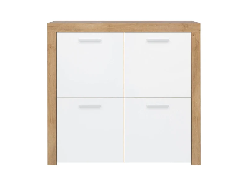 Balder Storage Cabinet 104 cm – Riviera Oak / White Gloss | 4 Doors & Internal Shelves