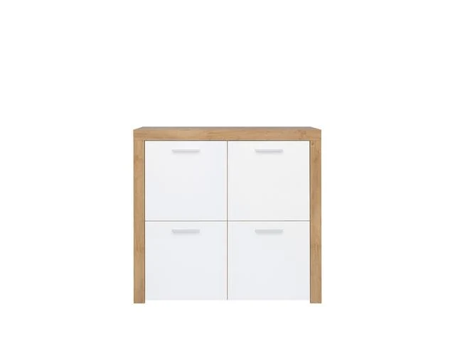 Balder Storage Cabinet 104 cm – Riviera Oak / White Gloss | 4 Doors & Internal Shelves