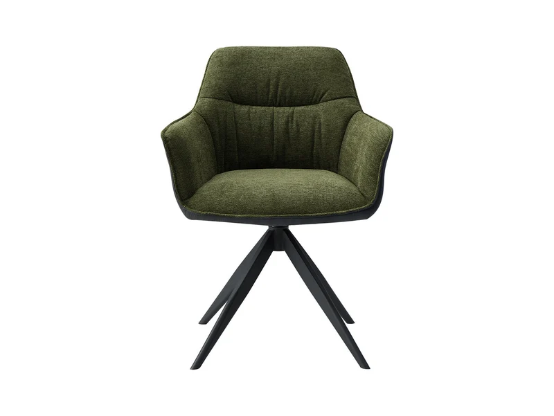Akita Swivel Dining Chair – Green | Soft Upholstered Seat & Black Metal Legs
