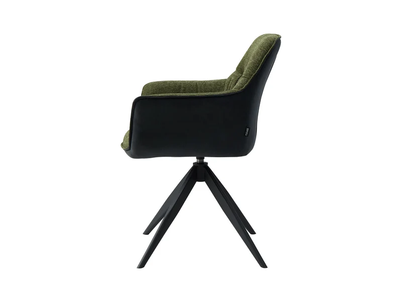 Akita Swivel Dining Chair – Green | Soft Upholstered Seat & Black Metal Legs
