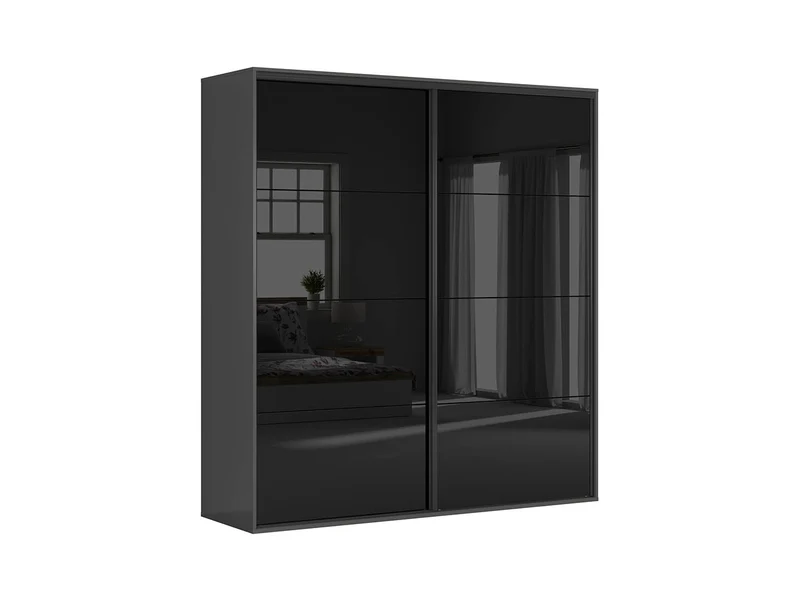 Flex Sliding Door Wardrobe 220 cm – Graphite & Black Gloss