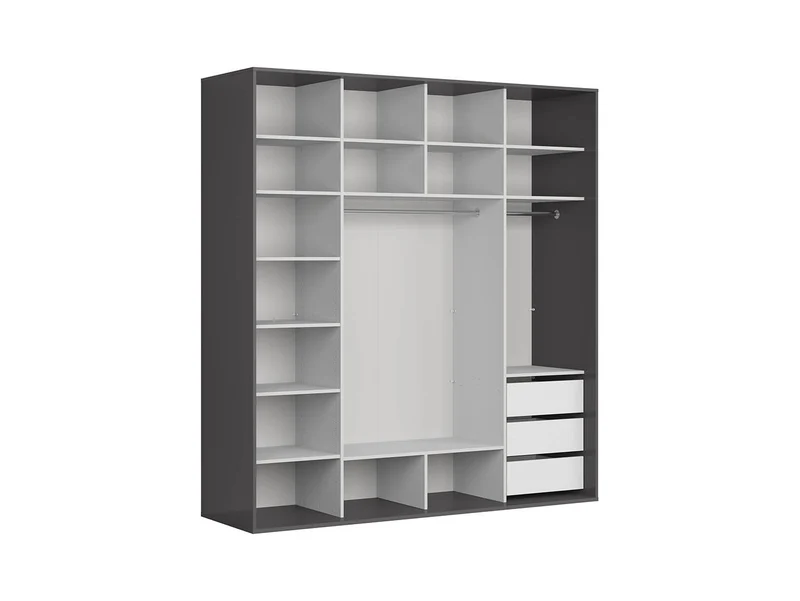Flex Sliding Door Wardrobe 220 cm – Graphite & Black Gloss