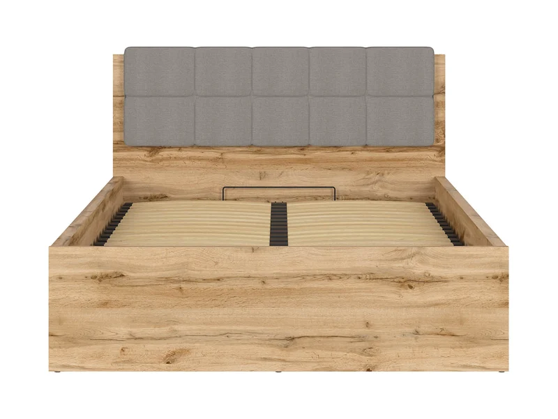 Tetrix Double Bed 140 with Storage | Wotan Oak | Tall Headboard | 140x200cm | Optional Upholstered Headboard Panel
