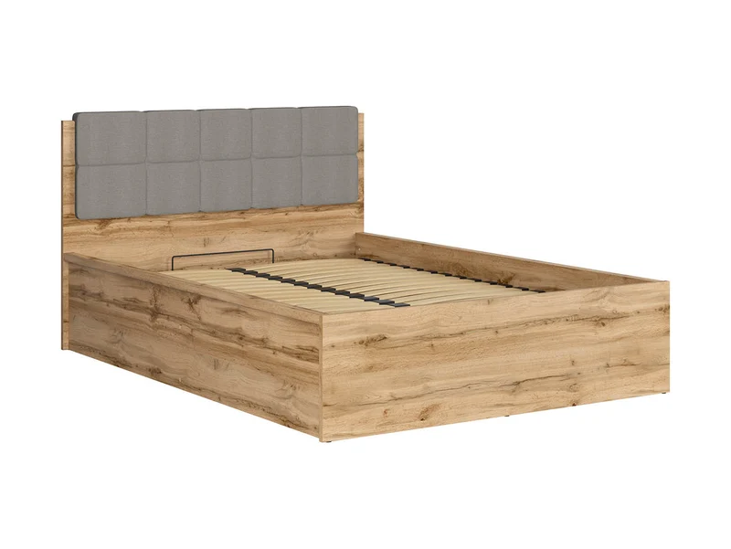 Tetrix Double Bed 140 with Storage | Wotan Oak | Tall Headboard | 140x200cm | Optional Upholstered Headboard Panel