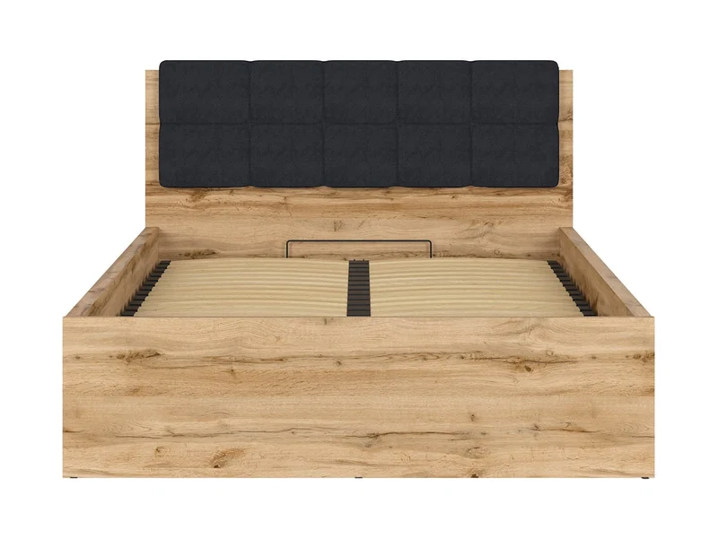 Tetrix Double Bed 140 with Storage | Wotan Oak | Tall Headboard | 140x200cm | Optional Upholstered Headboard Panel