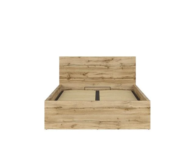 Tetrix Double Bed 140 with Storage | Wotan Oak | Tall Headboard | 140x200cm | Optional Upholstered Headboard Panel