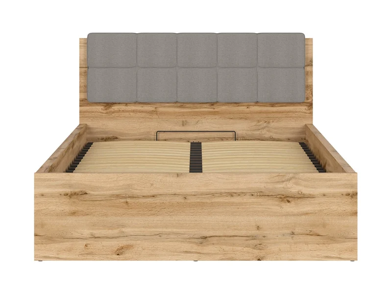Tetrix Double Bed 140 with Storage | Wotan Oak | Tall Headboard | 140x200cm | Optional Upholstered Headboard Panel