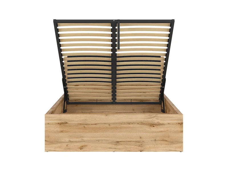 Tetrix Double Bed 140 with Storage | Wotan Oak | Tall Headboard | 140x200cm | Optional Upholstered Headboard Panel