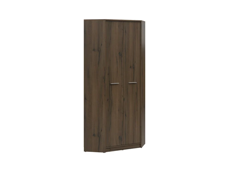 Nepo Plus Corner Wardrobe | Noble Oak | Hanging Rail, Top Shelf & Lower Space | 79.5x79.5x197cm