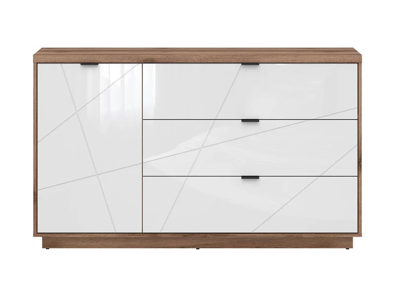 Forn Sideboard | 1 Door, Shelf & 3 Drawers | Dark Delano Oak & White Gloss | 156x93x42.5cm