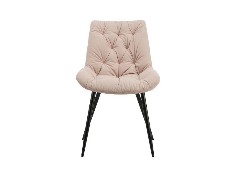 Claudio Corduroy Dining Chair – Foam-Filled with Decorative Stitching & Black Metal Legs | Light Pink | 4 Colours