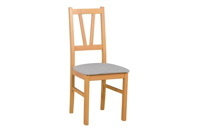 Filo Scandinavian Dining Chair – Beech Frame with Ladder Back & Upholstered Seat | Light Grey / Grandson Oak