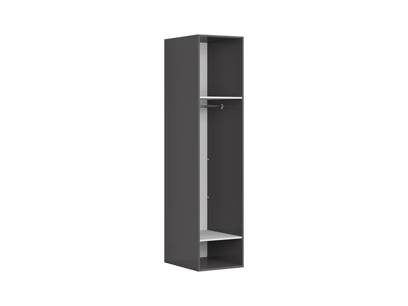 Flex Narrow Wardrobe 50 cm – 1-Door Column Wardrobe with Rail & Shelves | Graphite | 50×218×66 cm