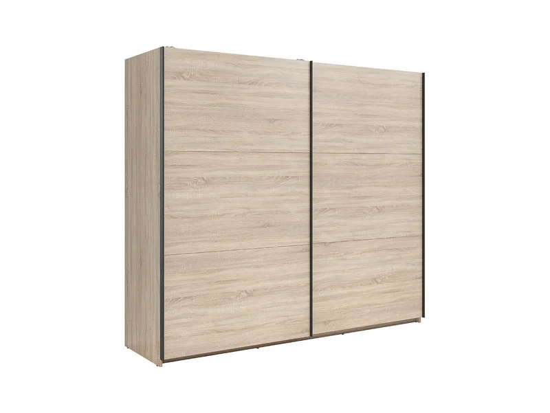 Tetrix Sliding Door Wardrobe 220 cm – 3 Rails, 9 Shelves & Mirror Option | Sonoma Oak | 220×195.5×60 cm