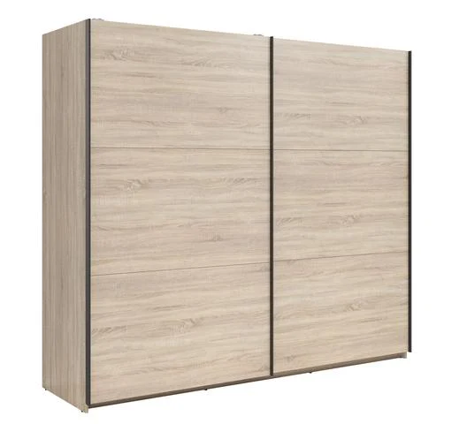 Tetrix Sliding Door Wardrobe 220 cm – 3 Rails, 9 Shelves & Mirror Option | Sonoma Oak | 220×195.5×60 cm