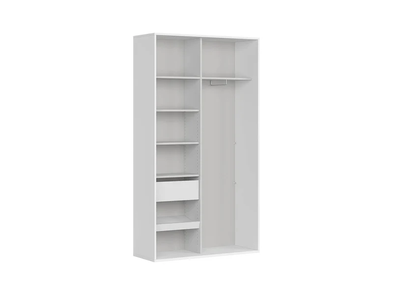 Flex Sliding Door Wardrobe 120 cm – White / White Gloss Mirror | Soft-Close Drawer