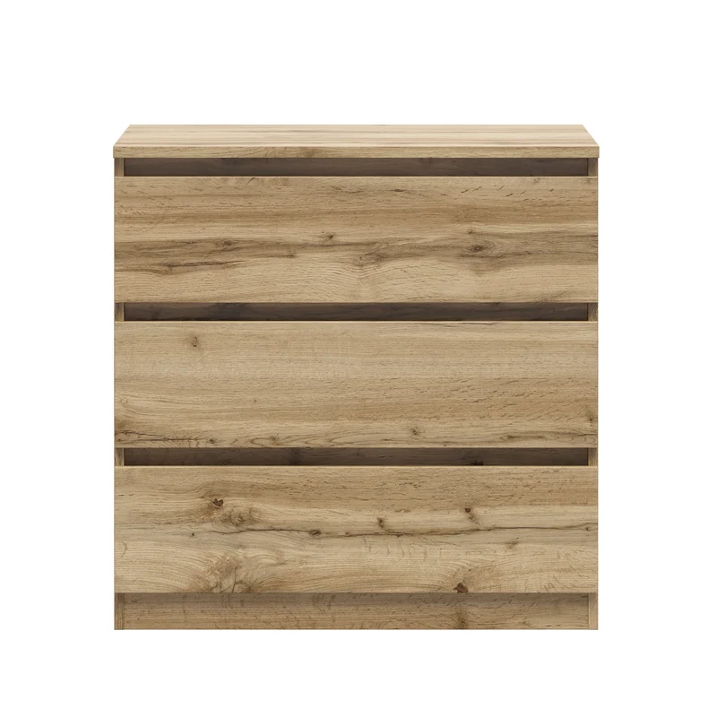 Tetrix Chest of Drawers 3-Drawer 75 cm – Wotan Oak | Handleless Push-to-Open