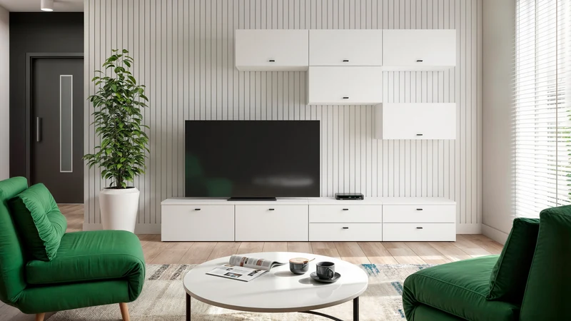 System 64 Low Chest of Drawers – 2 Drawers | White | Modular | 64×32×35 cm
