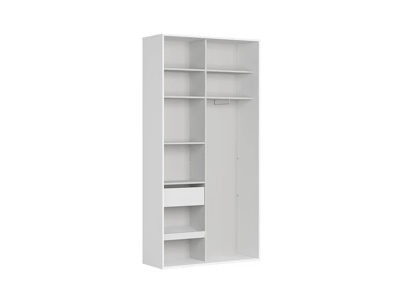 Flex Sliding Door Wardrobe 120 cm – Mirror Front | White & Grey | 7 Shelves, Rail & Drawer | 10-Year Warranty