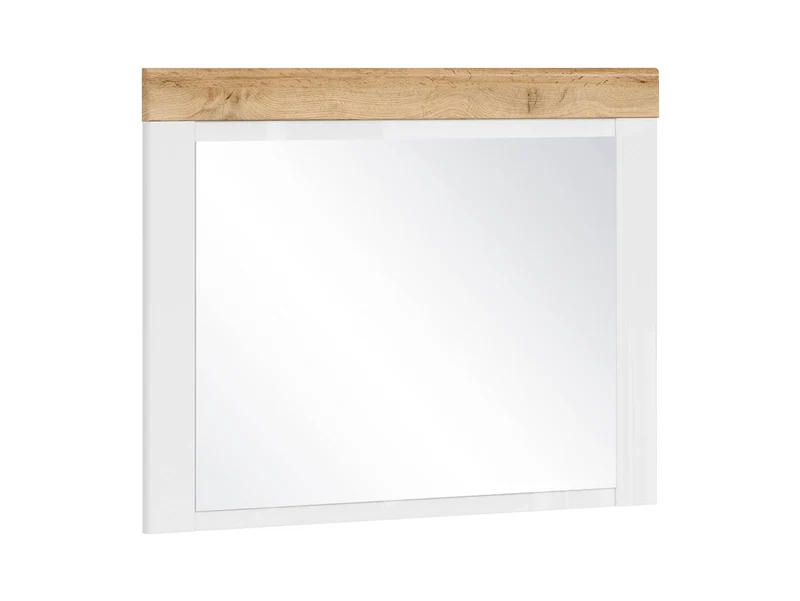 Holten Wall Mirror 92.5x70 cm – White Frame & Wotan Oak Top Rail